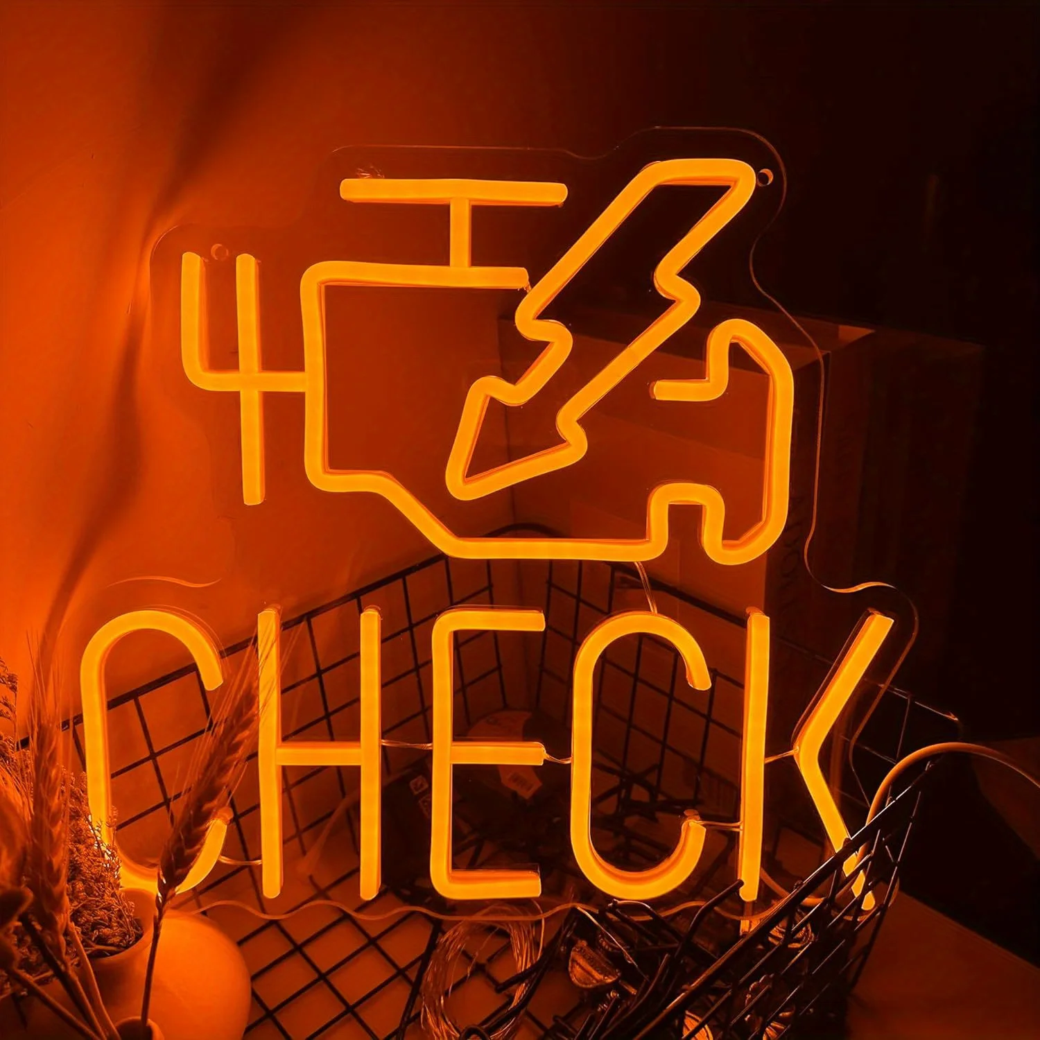 Texas Check Orange LED Neon Sign Lone Star State Wall Art Funny Southern Pride USB Powered Man Cave Bar Decoration Gift