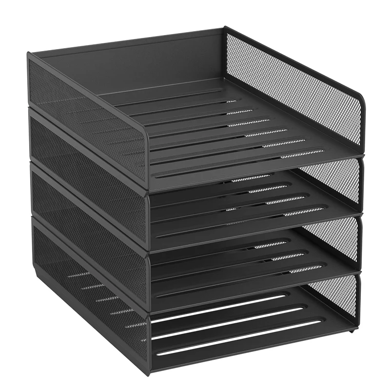 Desktop metal file tray Thickened metal tray Desktop file rack Metal file frame Office storage rack Paper storage for documents