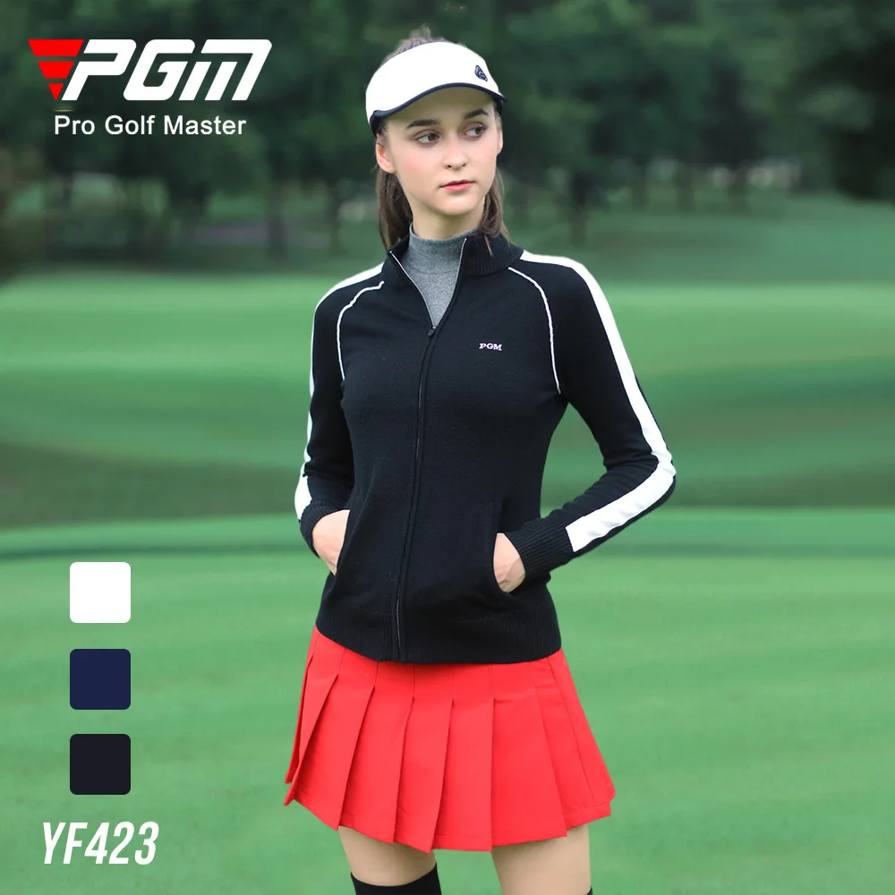 PGM Autumn and Winter Golf Clothing, Women's Long Sleeved Sweater Jacket, Cold Resistant and Warm, Silk Wool