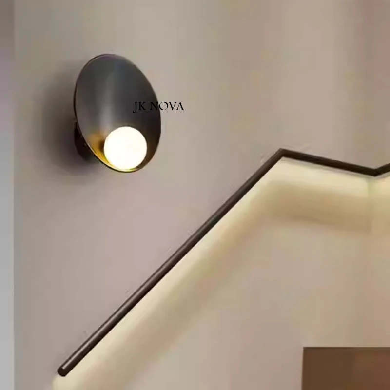 Lámpara de noche para dormitorio, minimalista, nórdico, Internet, famosa, luz nocturna para casa de familia, nueva arte chino, lámpara de pared Circular de estilo crema