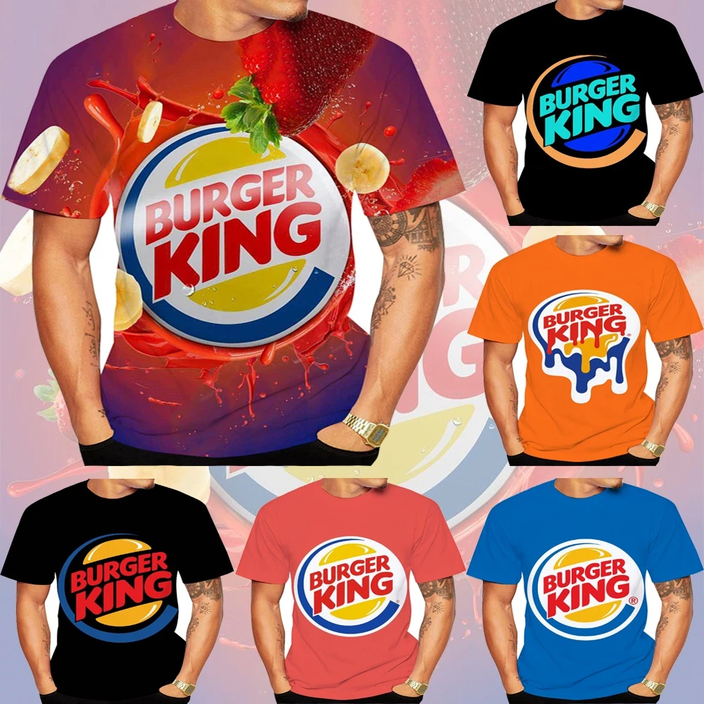 2024 Summer Burger King Men\'s Women New Fashion 3D Printed T-Shirt Casual Cool Short Sleeve Print Shirts For Men Tee Tops