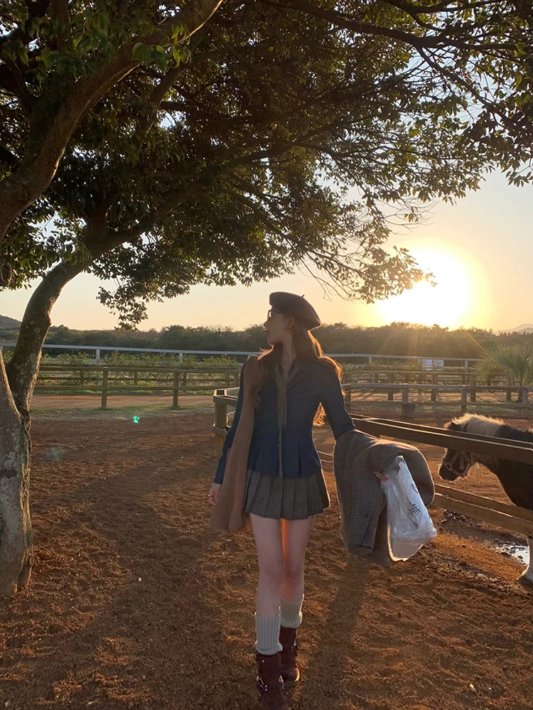 

Джинсовая рубашка Soolrok в американском стиле для женщин: элегантный топ с завышенной талией, длинным рукавом, облегающий, однотонный