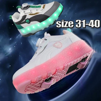 男の子と女の子のためのスケートシューズ,男の子と女の子のためのスケートシューズ,2つまたは1つの車輪が付いたスニーカー