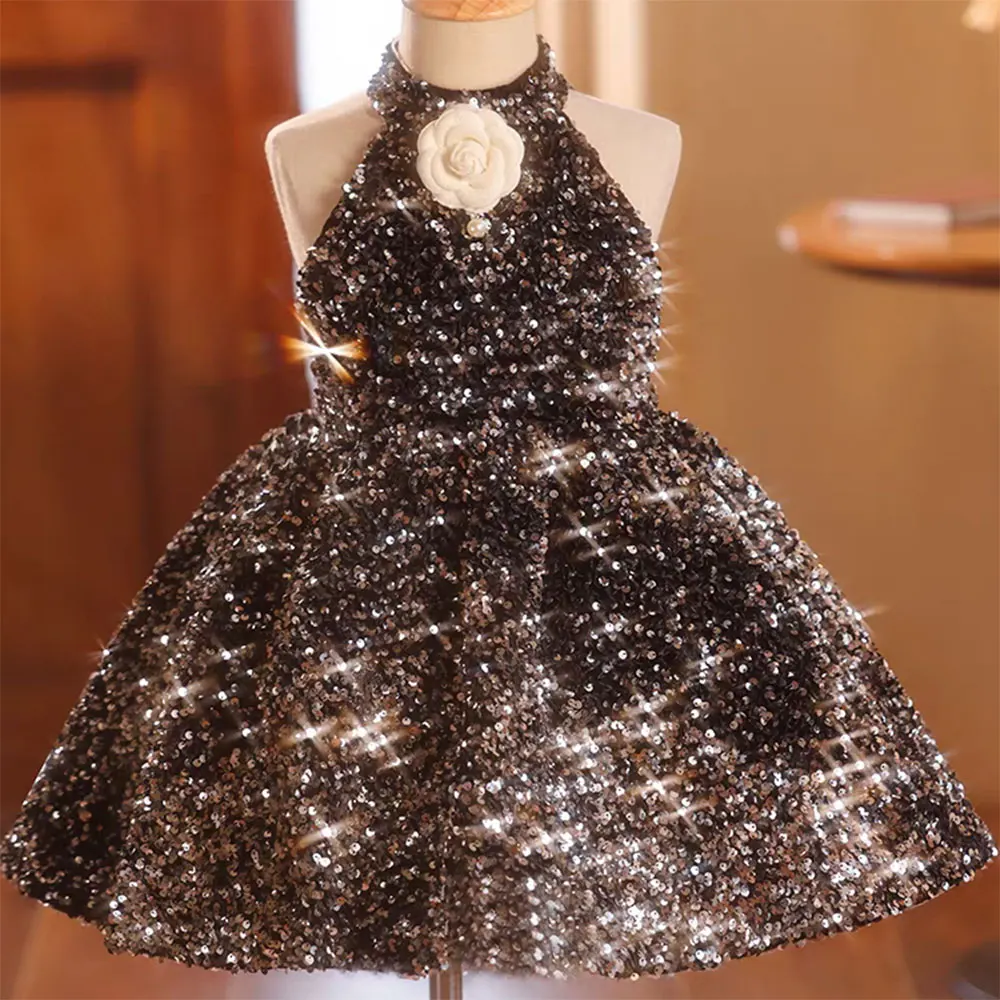 

Jill Wish Elegant Black Girl Dress for Baby Kid Princess Birthday Wedding Party Children Holiday Fairy Daily Gown 2024 J036