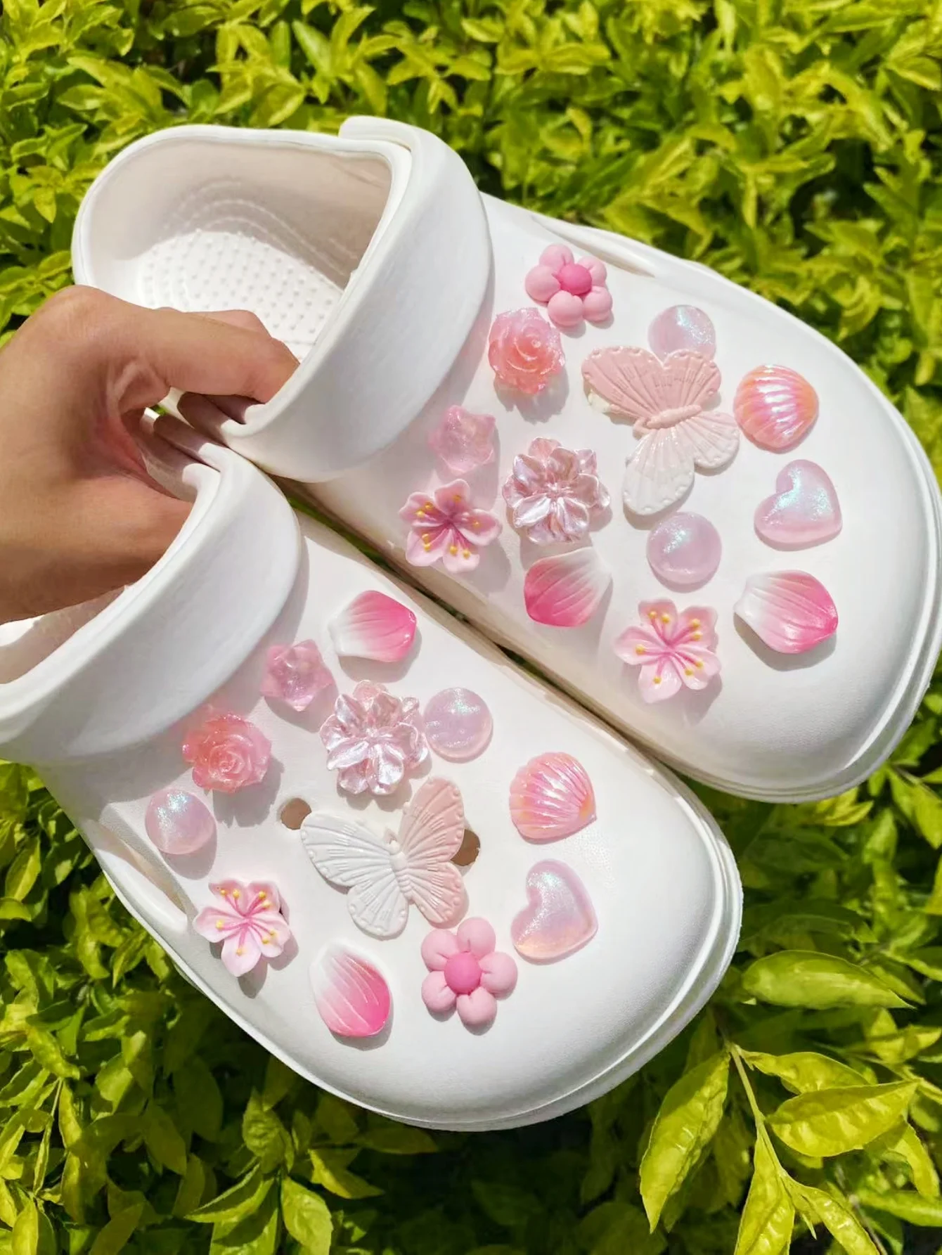 

25 розовых и милых (бабочка, лепесток, цветок, сердце, звездочка, роза) Пряжки для обуви из АБС-пластика, украшения своими руками, подходят для женщин