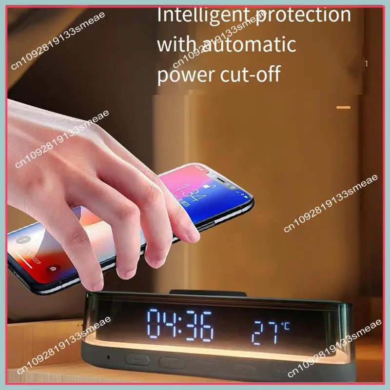N94R Wireless Charger 15W Multi-Function Desktop Wireless Charger Clock Alarm Thermometer Night Light