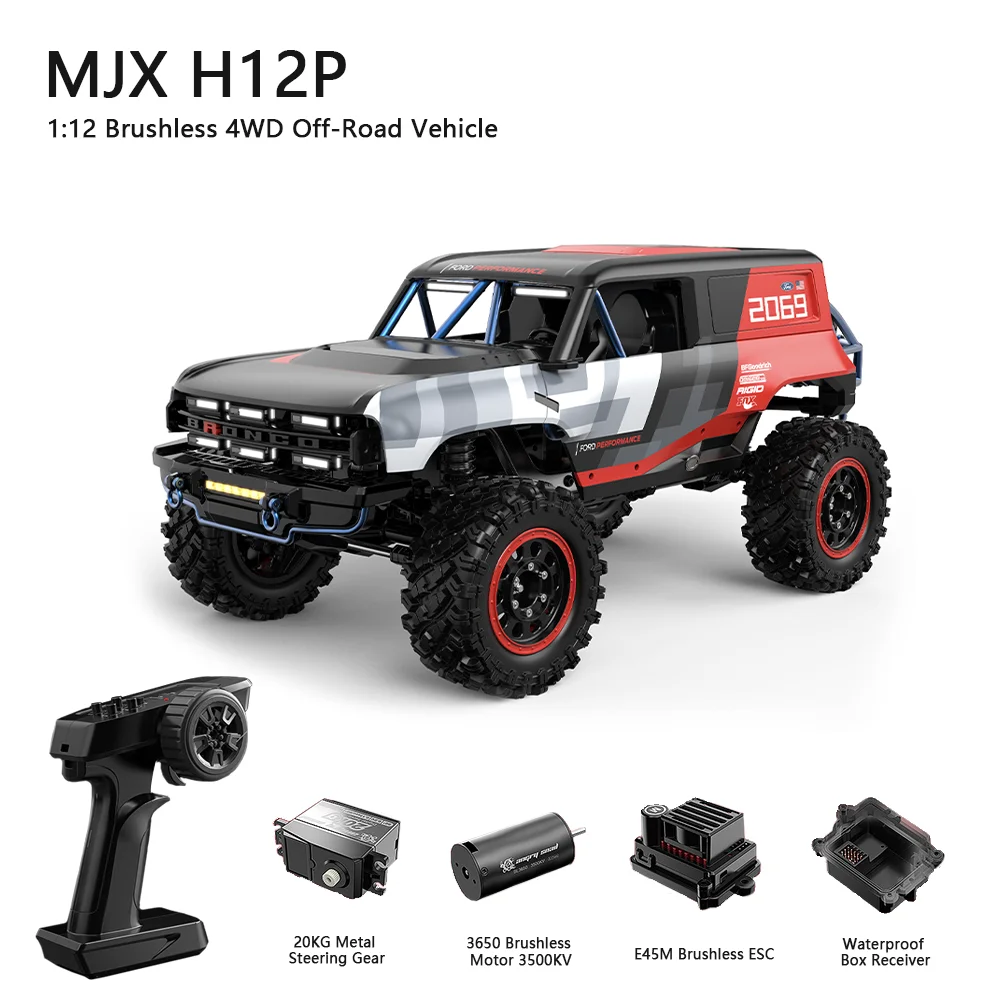 

MJX H12P 1/12 Four Channels Climbing Drift Remote 12km/h Control Car Brushless 4WD Off-Road vehicle Professional Model toy
