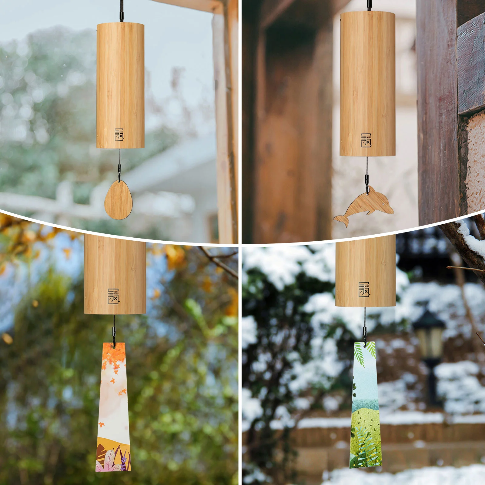 Bamboo Wind Chimes Windchime Windbell Chimes Craft for Outdoor Garden Patio Home Decoration Zen Meditation Relaxation Chord