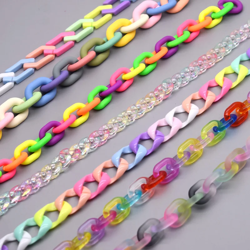 Wholesale 17x24mm Acrylic Link Chain Hook Clasp Connector Opening Loops Accessories Chain Link for Jewelry Making Necklace