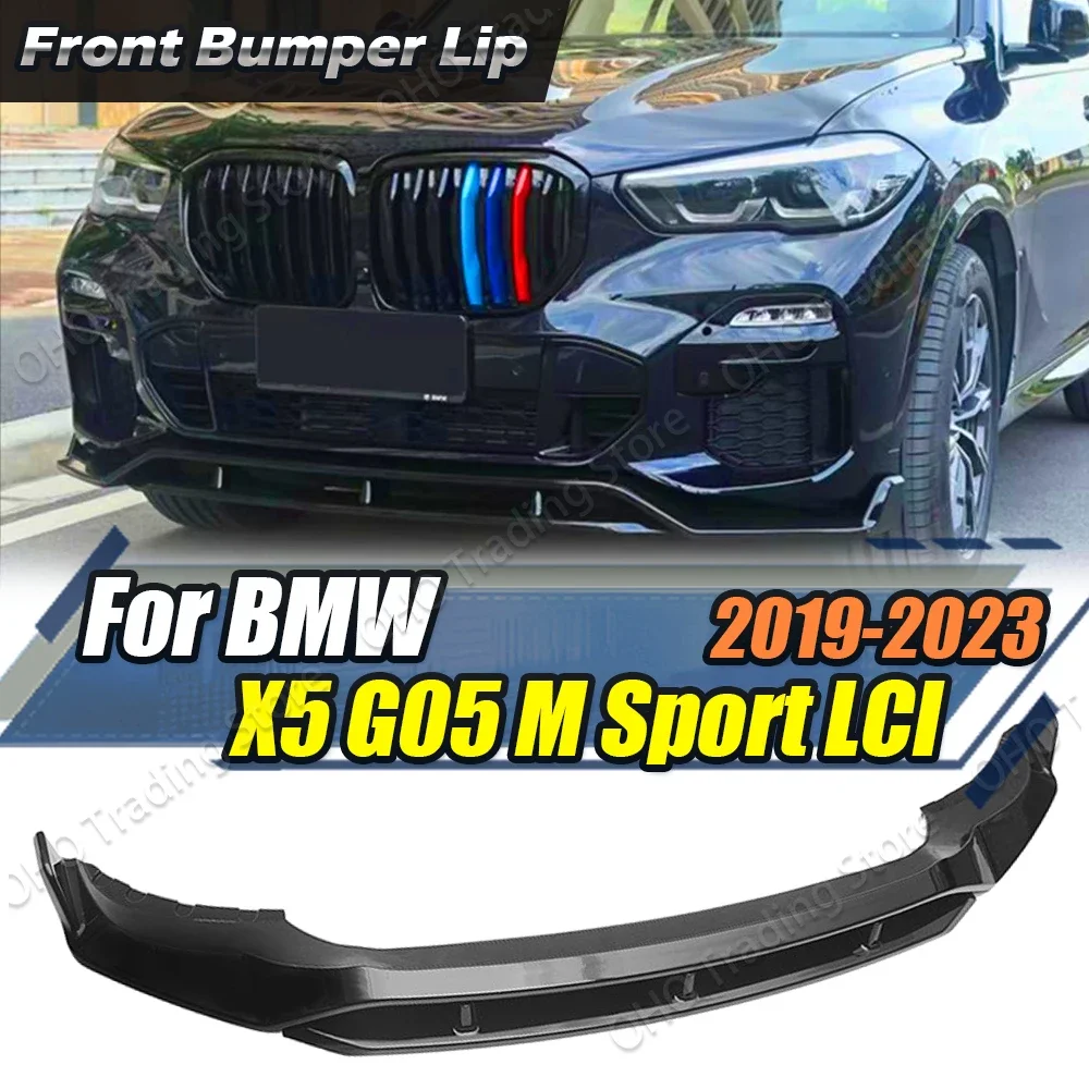 Car Front Bumper Splitter Lip For BMW X5 G05 M Sport 2019-2023 Diffuser Body Kit Spoiler Guard Body Kit Cover Tuning Gloss Black