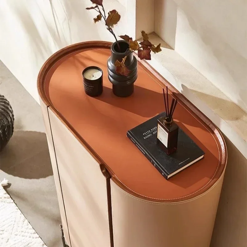 

Тумба для гостиной, комод, итальянский шкаф в стиле легкой роскоши, с отделкой из натуральной кожи, органайзер для обуви, стеллаж для обуви