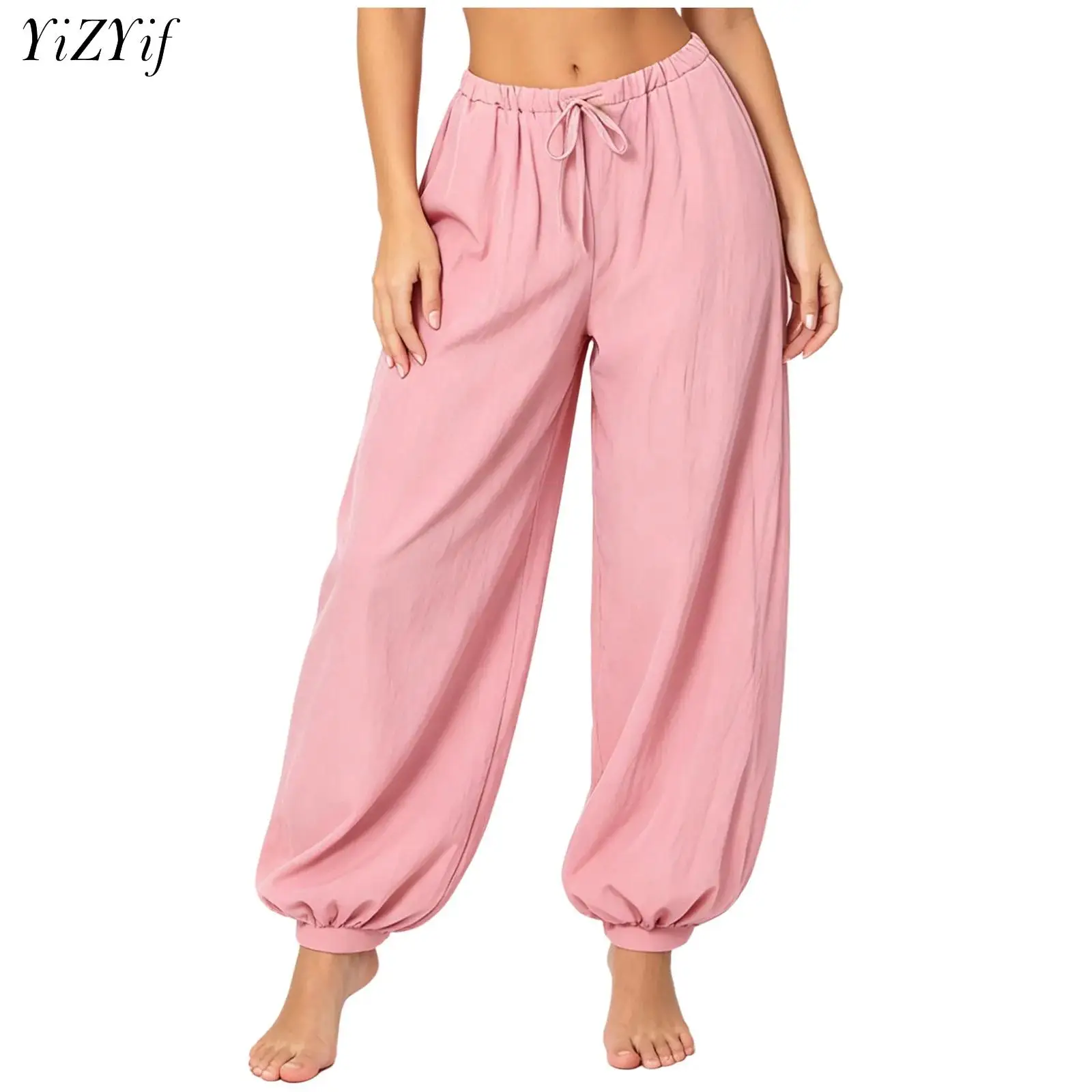 Damen Loose-Fit Laternenhose Lässige Mode Elastischer Bund mit Kordelzug Kürbisförmige Hose Orientalische Bauchtanzkleidung