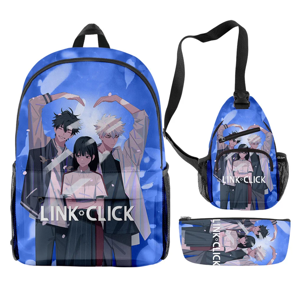 Classic Fashion Funny Link Click Anime 3D Print 3pcs/Set pupil School Bags Trendy Travel Laptop Backpack Chest Bag Pencil Case