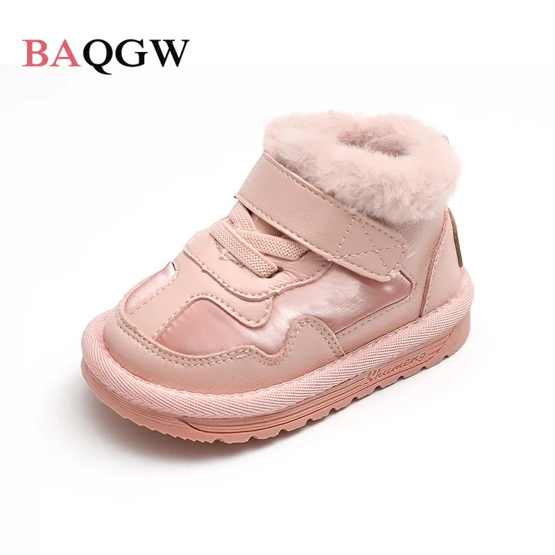 Scarpe calde imbottite in cotone per bambini per 0-2-3 anni stivali da neve per bambini invernali scarpe bianche Casual con punta tonda per bambine