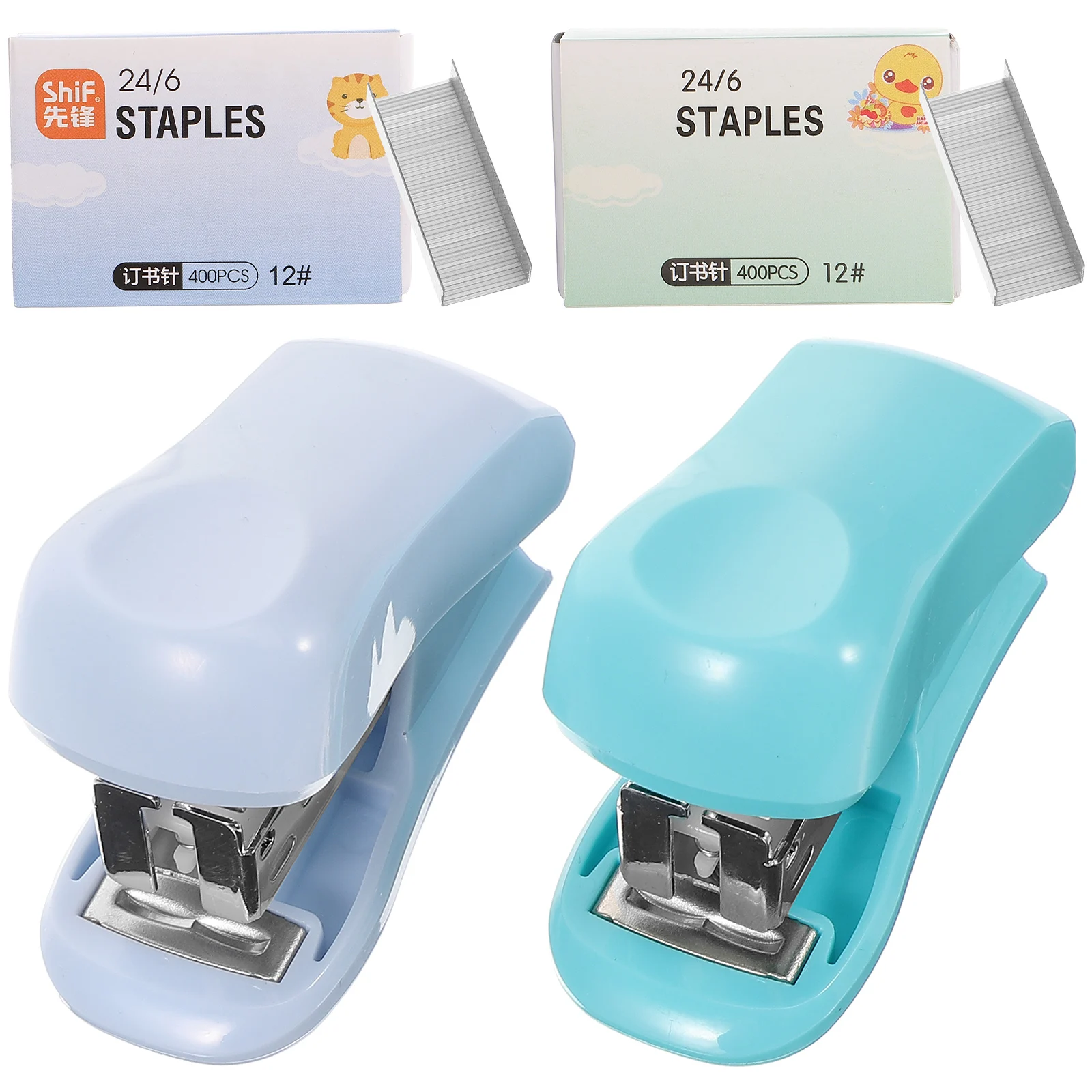 

Mini Stapler Set Small PP Metal Lightweight Compact Desk Office School Supplies Automatic Spring Back Heavy Duty
