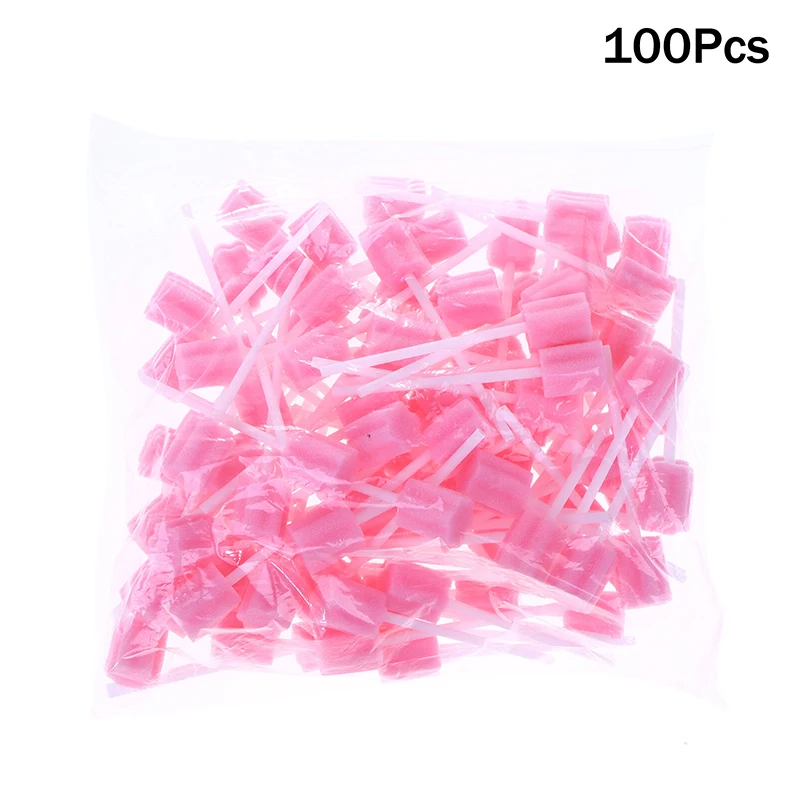 

100 шт. одноразовых губчатых тампонов с палочкой для ухода за полостью рта, мягкие аппликаторы с губчатым наконечником для чистки зубов, ватные палочки