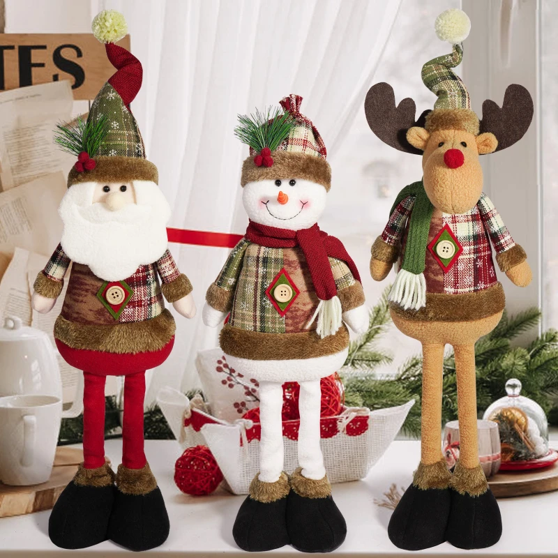 Christmas Decorative Dolls Reindeer Snowman Santa Claus Standing Doll New Year Ornament Christmas Merry