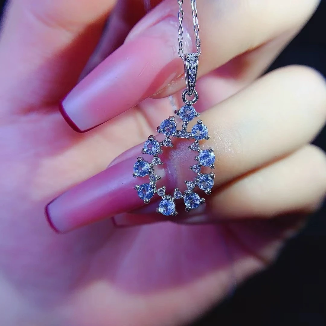 

KJJEAXCMY Natural Aquamarine Pendant High Clarity Lustrous Color Locking S925 Silver Electroplated Jewelry Birthday party