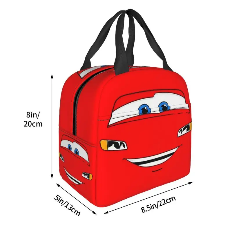 Benutzer definierte Cartoon Blitz Mcqueen Autos Lunchbox Thermo kühler Lebensmittel isoliert Lunch Bag Schule tragbare Picknick-Tragetaschen