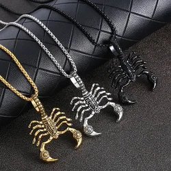 Unique Scorpion Pendant Chain Necklace, Stainless Steel Accessory for Men, Trendy Hip-Hop Style Jewelry with Hollow Out Design