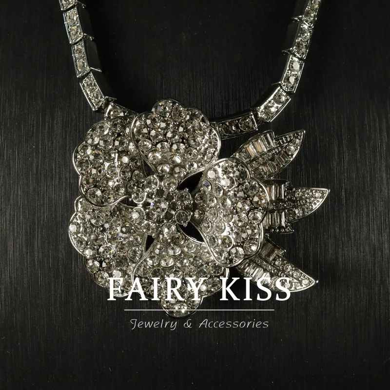 خمر انفصال قلادة بروش قلادة من الذهب الأبيض الماس الزهور قلادة سكرانشيليا بيجولتيريا #4