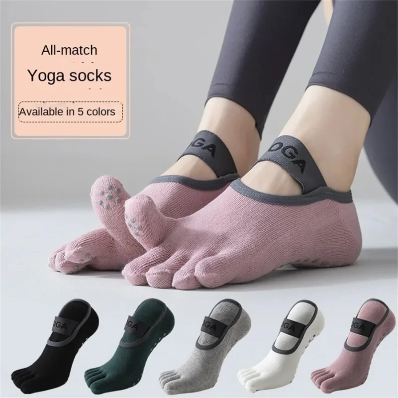 Damen-Fünf-Finger-Socken 1 Paar Professionelle Rutschfeste Yoga-Pilates-Fitness-Socken für Gym-Workout und Laufen