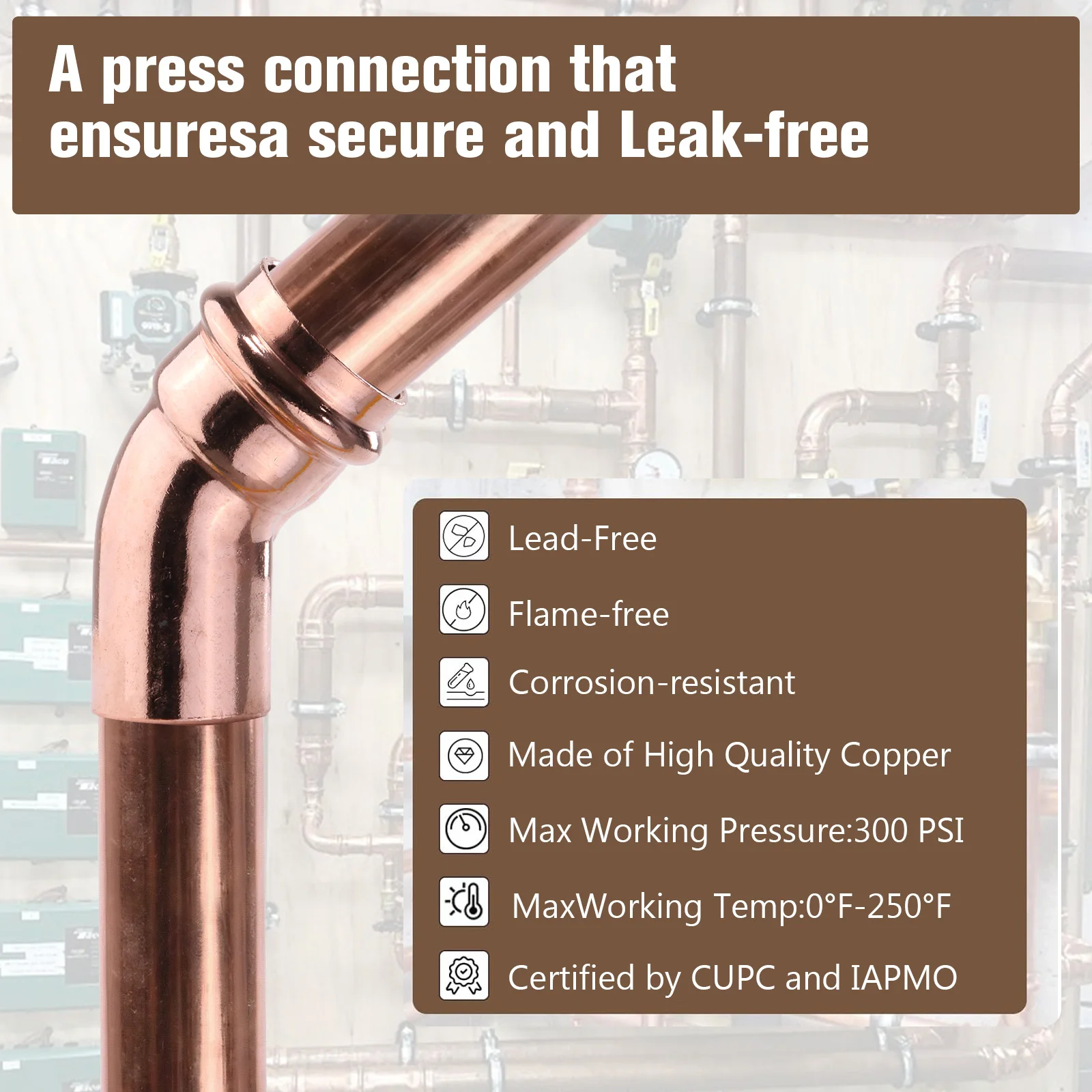 Copper Press-Fit Fittings Multi-Purpose 45-Degree Street Elbow Copper Pipes Welding Connector Home Plumbing Accessories