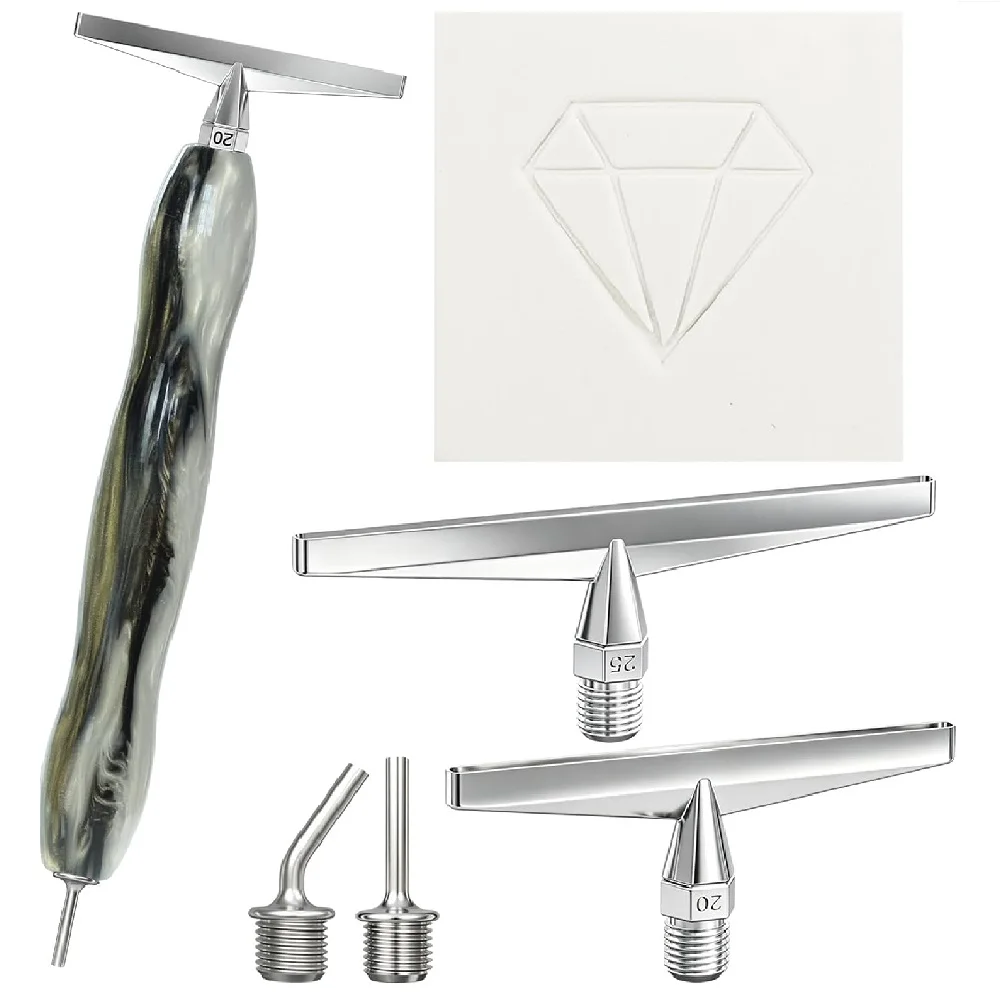 Resin diamond painting pen, diamond painting tool, with threaded stainless steel 1/3/6/9 tips, roller, and comes with multifunctional dotting tool accessories