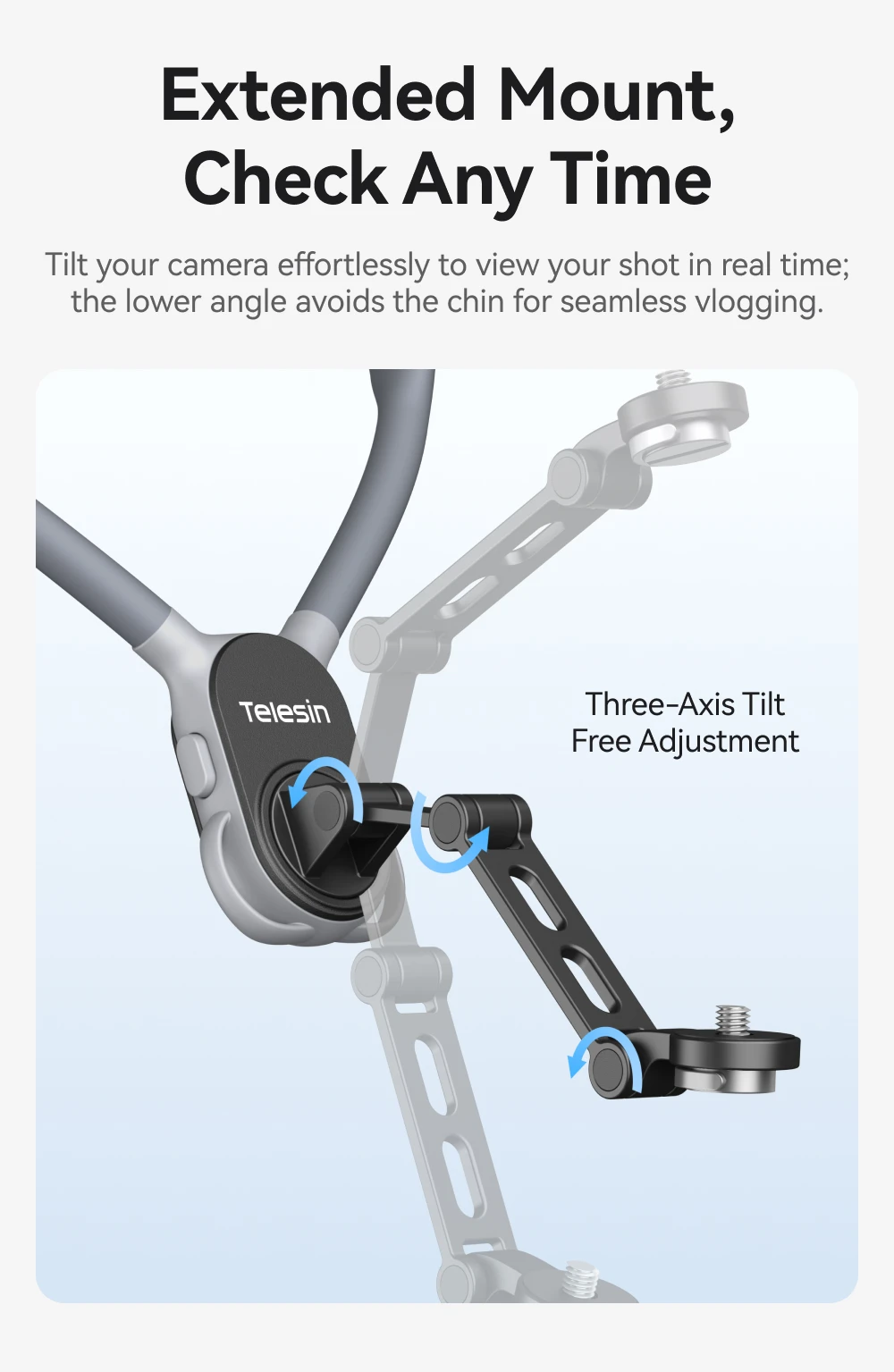 TELESIN Gimbal-Kamera-Nackenhalterung für DJI Osmo Pocket 3/4/4 Pro Luna Pro/Ultra, freihändiger POV-Brustgurt-Halter mit 1/4-Zoll-Schraube – Detail 2