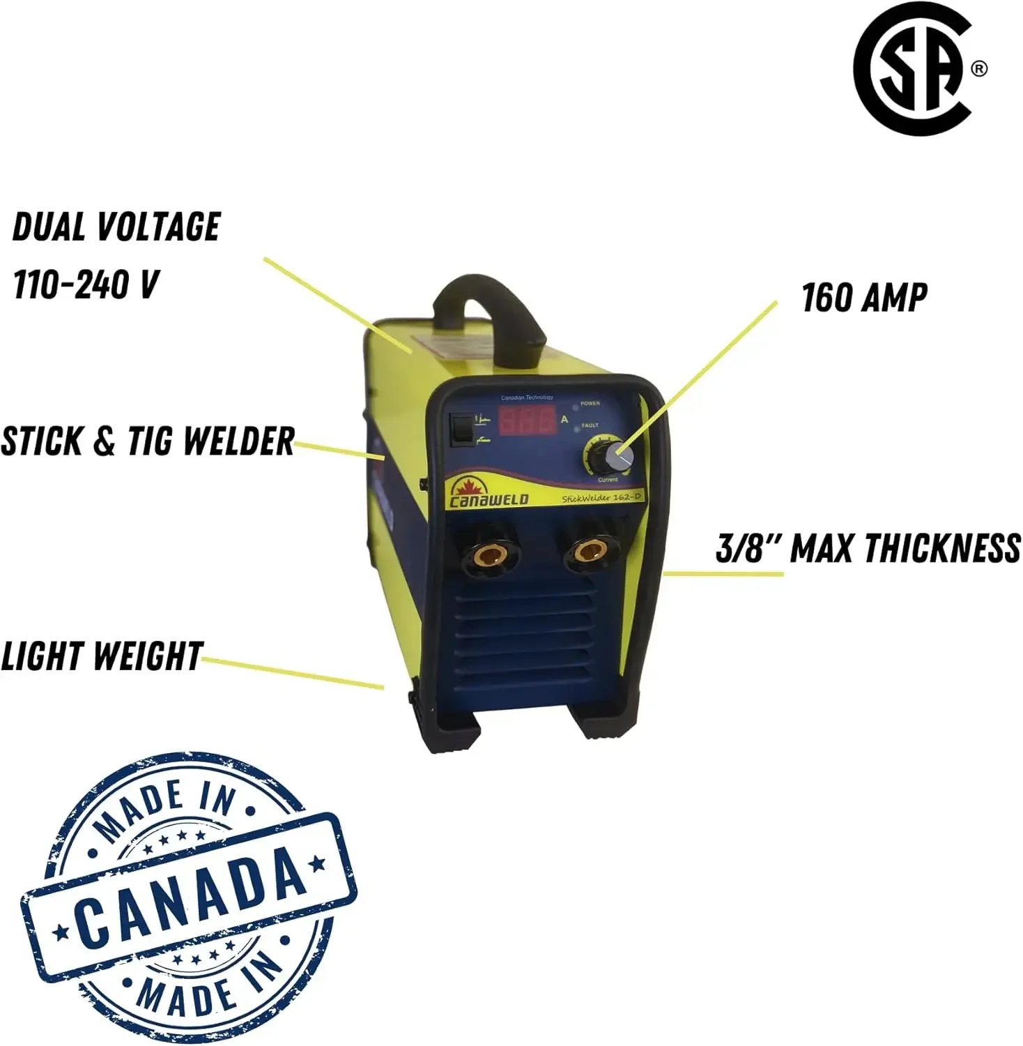 Welding Machine Stick TIG 160 Amp Welder IGBT Portable Arc Made in Canada Welds Up to 5 32 Inch Rods