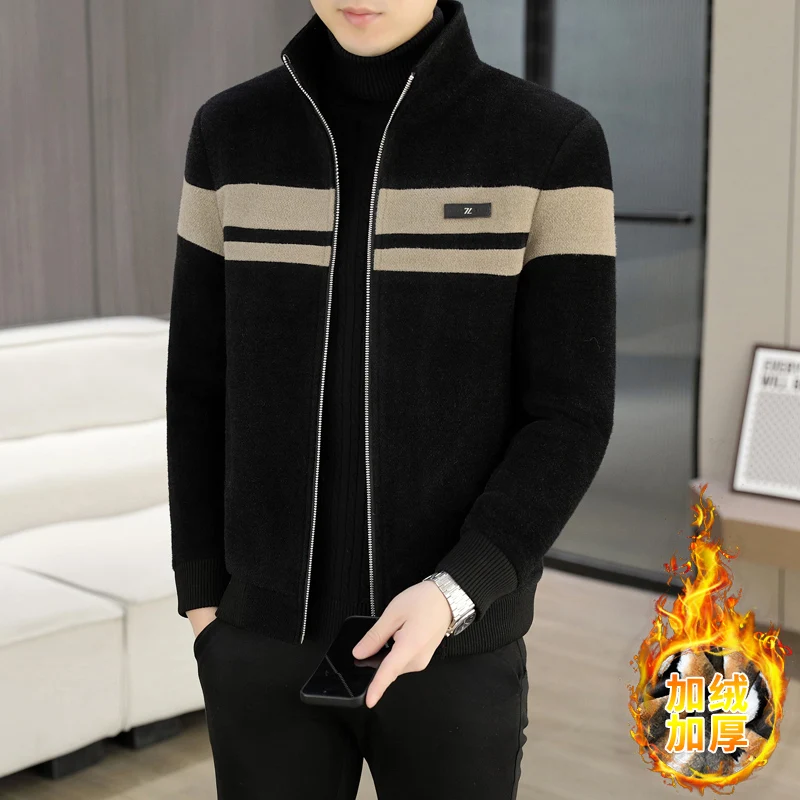 

Зимняя мужская шерстяная куртка из норкового меха, толстая теплая куртка, модная повседневная деловая шерстяная уличная одежда, пальто, социальная мужская одежда