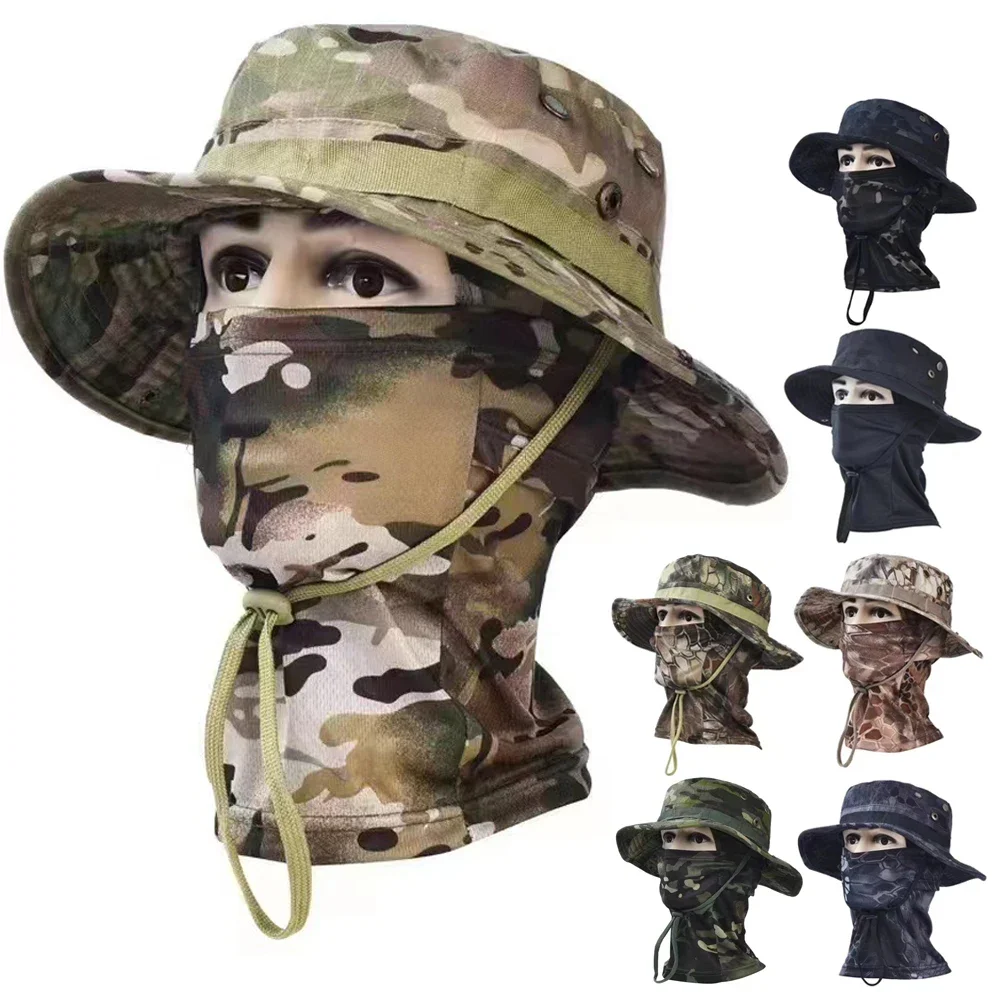 Balaclava Fishing Cap Full Face Mask Set Men Summer Snapback Sun Hat Outdoor Hunting Camouflage Balaclava