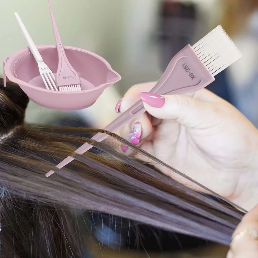 3PCS Hairdressing Professional Hair Dyeing Kit DIY Hair Styling Multi-Color Mixing Bowl Brush Durable Anti-slip