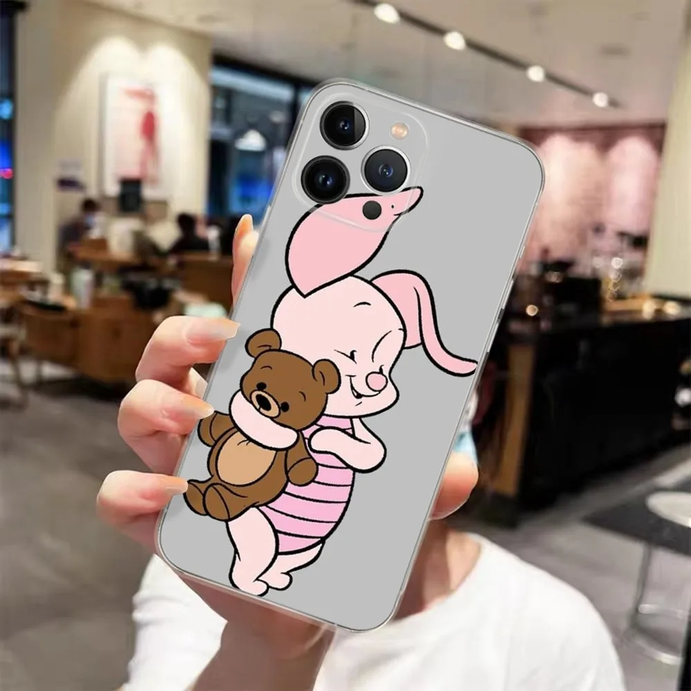 

Piglet Cute Cartoon Phone Case For iPhone 15 14 13 12 11 Pro Xs Max Mini XR X 7 8 Plus Transparency Funda Anti Drop Cover Soft