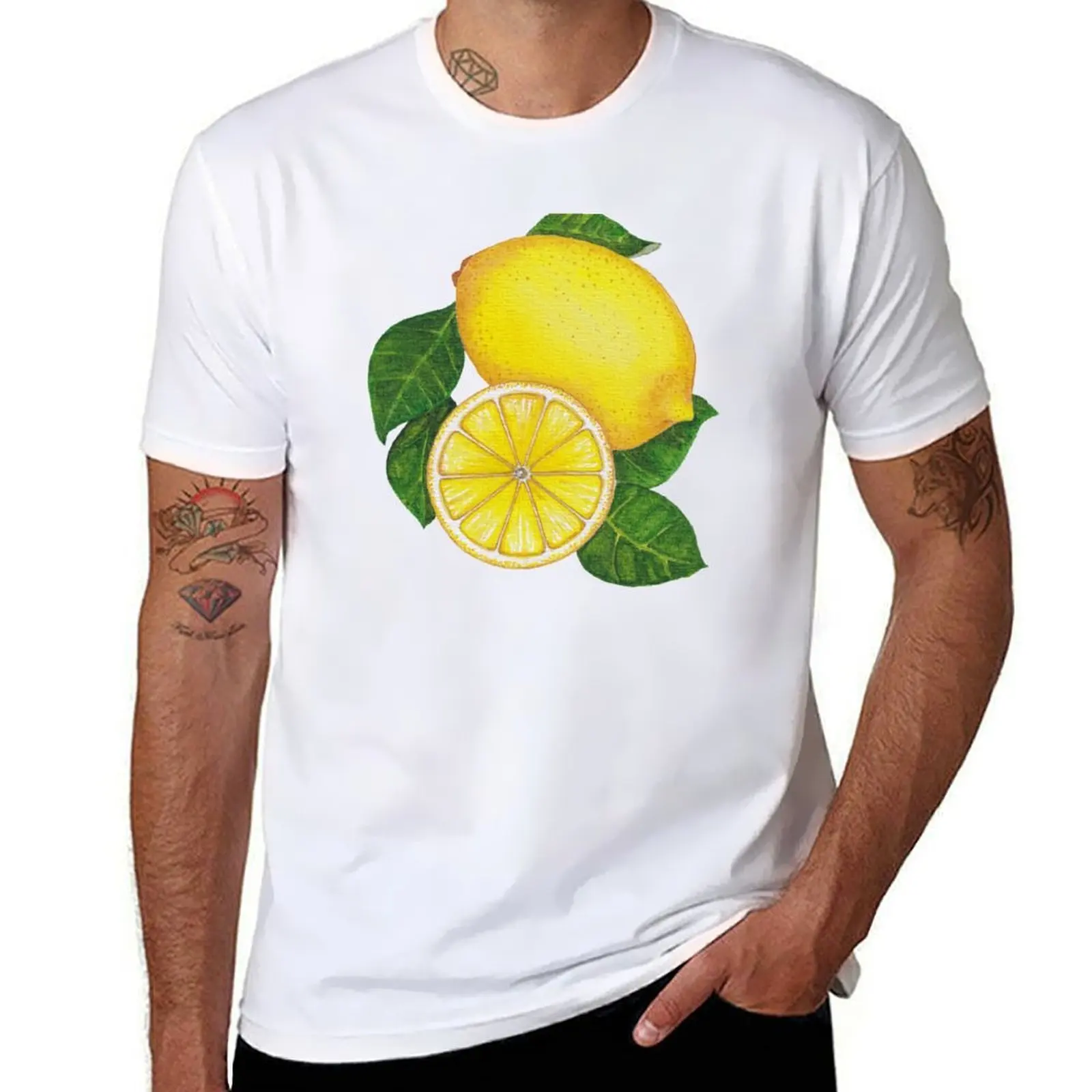 

Lemons Watercolor Vibrant Art T-Shirt man t shirt cotton high quality anime tshirt T-Shirt
