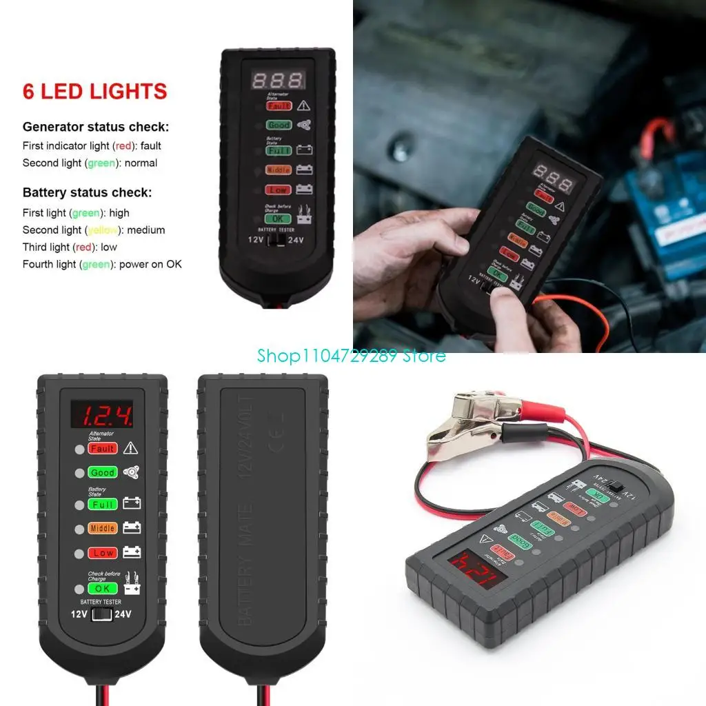 

D8ke Battery Tester Digital Display 12V 24V для Mechanic Home Professional Professional
