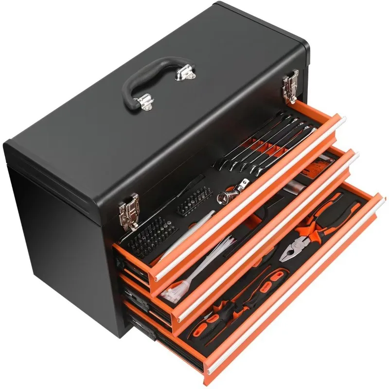 Portable three-pump small self-locking toolbox 408-piece toolbox