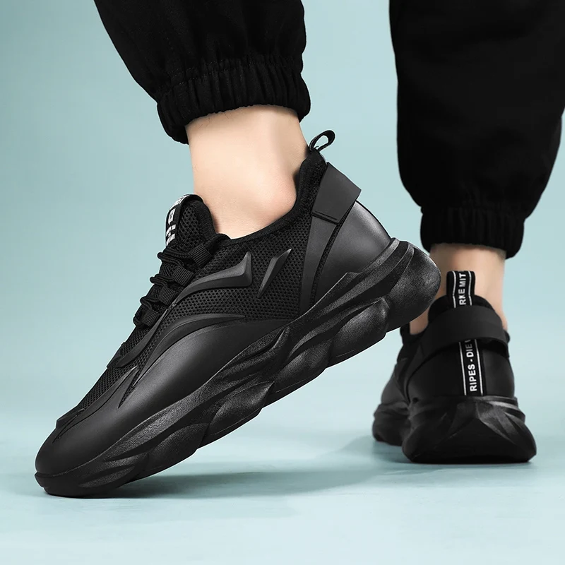 Men's Breathable Mesh Running Trainers With Durable Thick Sole_voghion.com