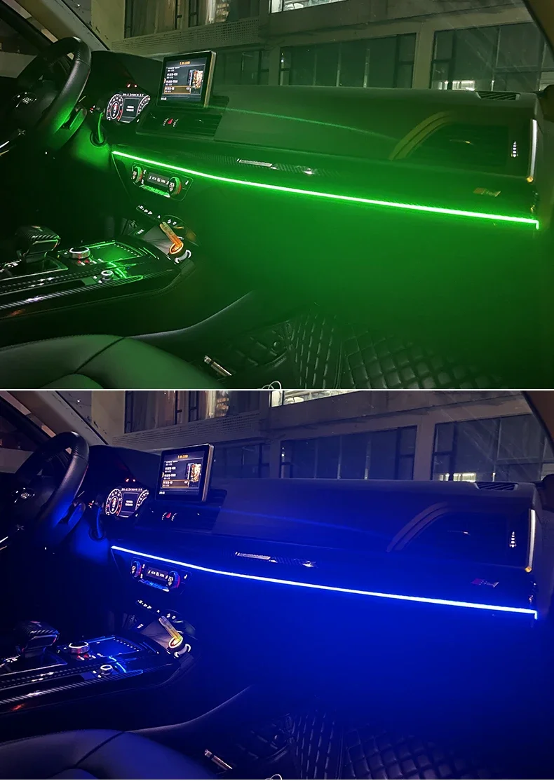 Auto-LED-Ambientelicht USB 64 Farben Acrylstreifen 110cm Vollfarben RGB Auto-Innenbeleuchtung Versteckte App-Fernbedienung Atmosphärenlampe – Detail 9