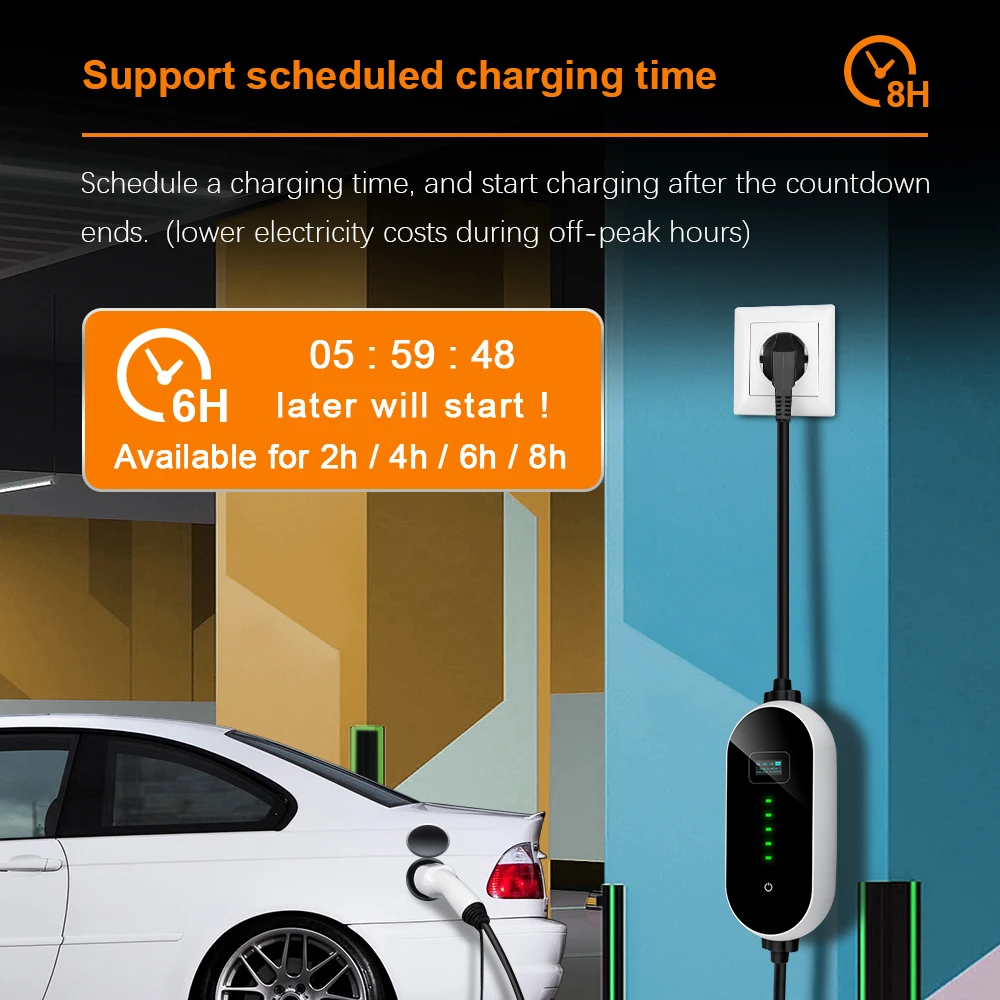 Camason-Carregador EV Portátil, Estação de Carregamento, Terminal para Veículo Elétrico Adulto, Carro, UE, Monofásico, Home Plug, Tipo 2, 3.5kW