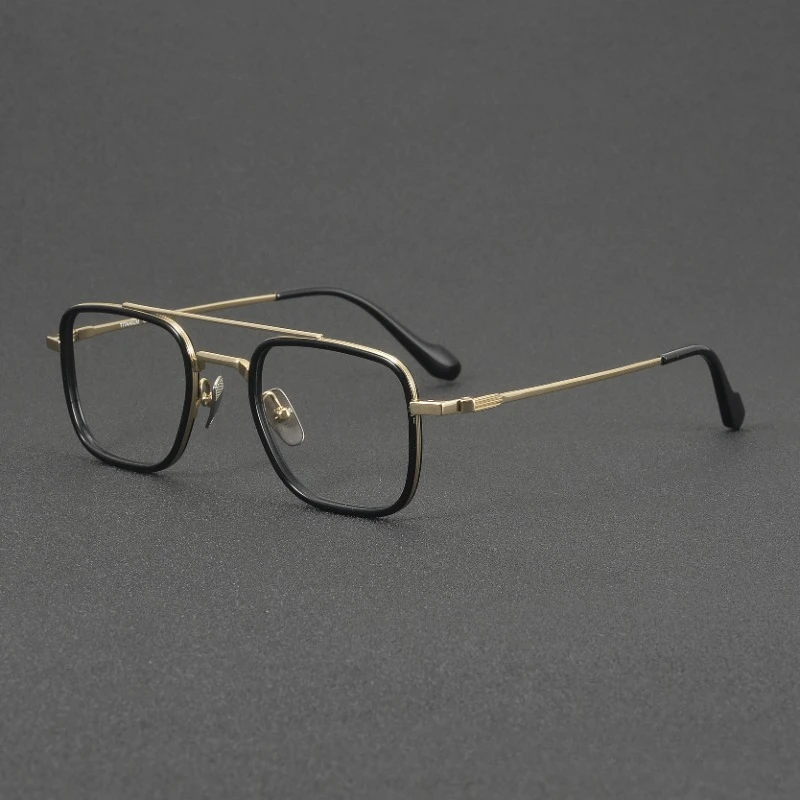 

Titanium Glasses Frames Square Japanese Men Handmade Prescription GMS-637 Double Beam Acetate Large Designer for Women Reading