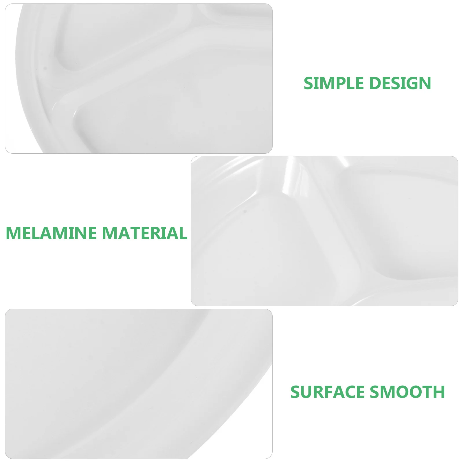 

4pcs Melamine Fast Food Plates Round Divided Design Non-Slip Base For Home Hotel Restaurant Use Snack Fruit Tray Dinner Plate