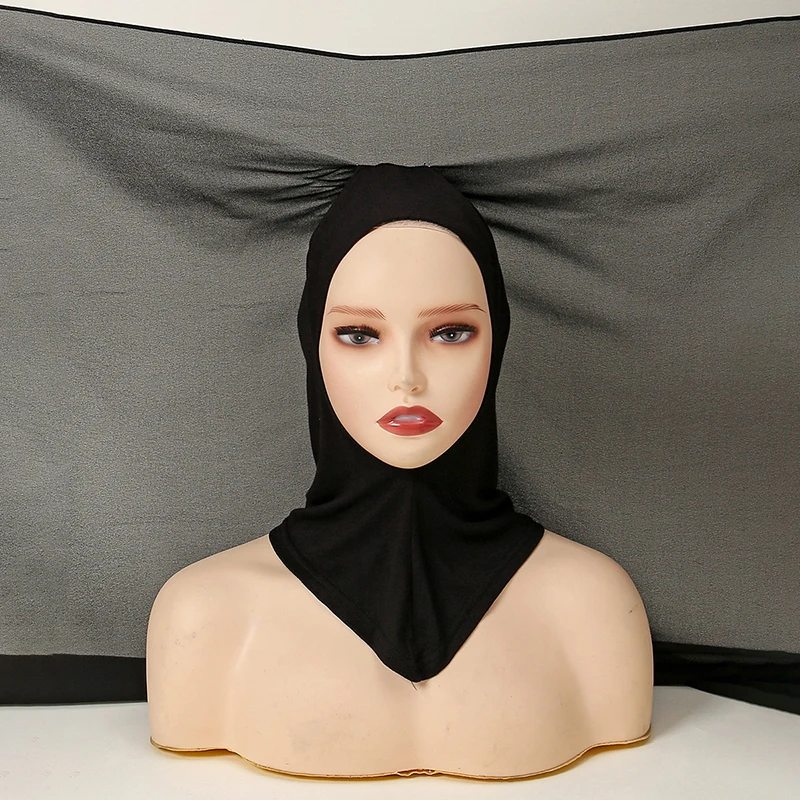 Ramadan Instant Hijab Set Long Neck Cap With Chiffon Scarf Solid Bonnet Hat And Scarf Combo Muslim Woman Hijab Shawl Wrap Turban