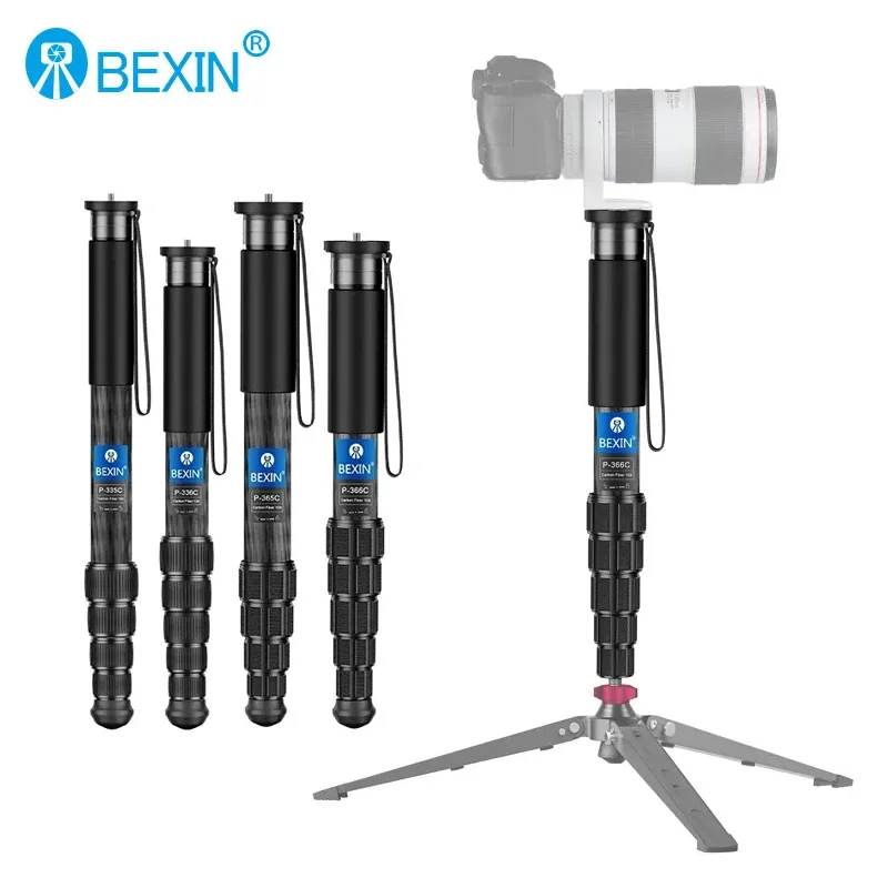 BEXIN 신형 카본 파이버 모노포드 여행 촬영용 모바일 폰 라이브 셀카 브래킷 접이식 휴대용 모노포드 아이폰 카메라용