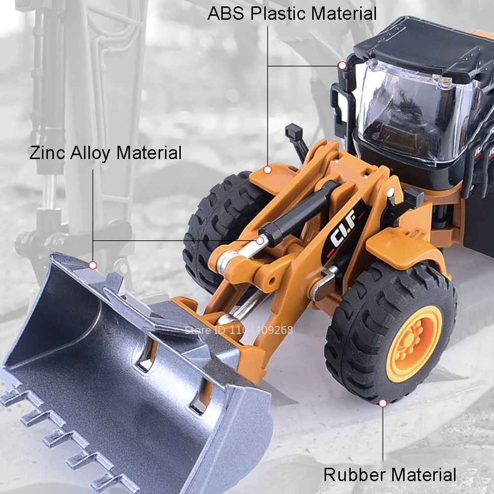 1:50 Excavator Snowplow Car Model Toy Metal Diecast Movable Joint Truck Engineering Vehicles Models Birthday Gifts for Boys