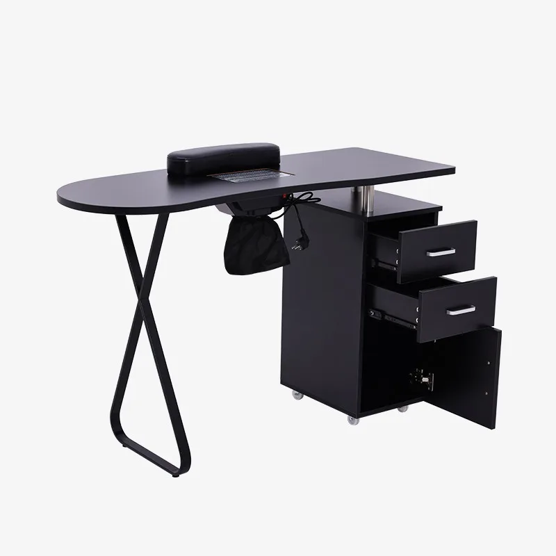 Storage manicure table with hand pillow vacuum cleaner manicure table MT-218P black hemp handle