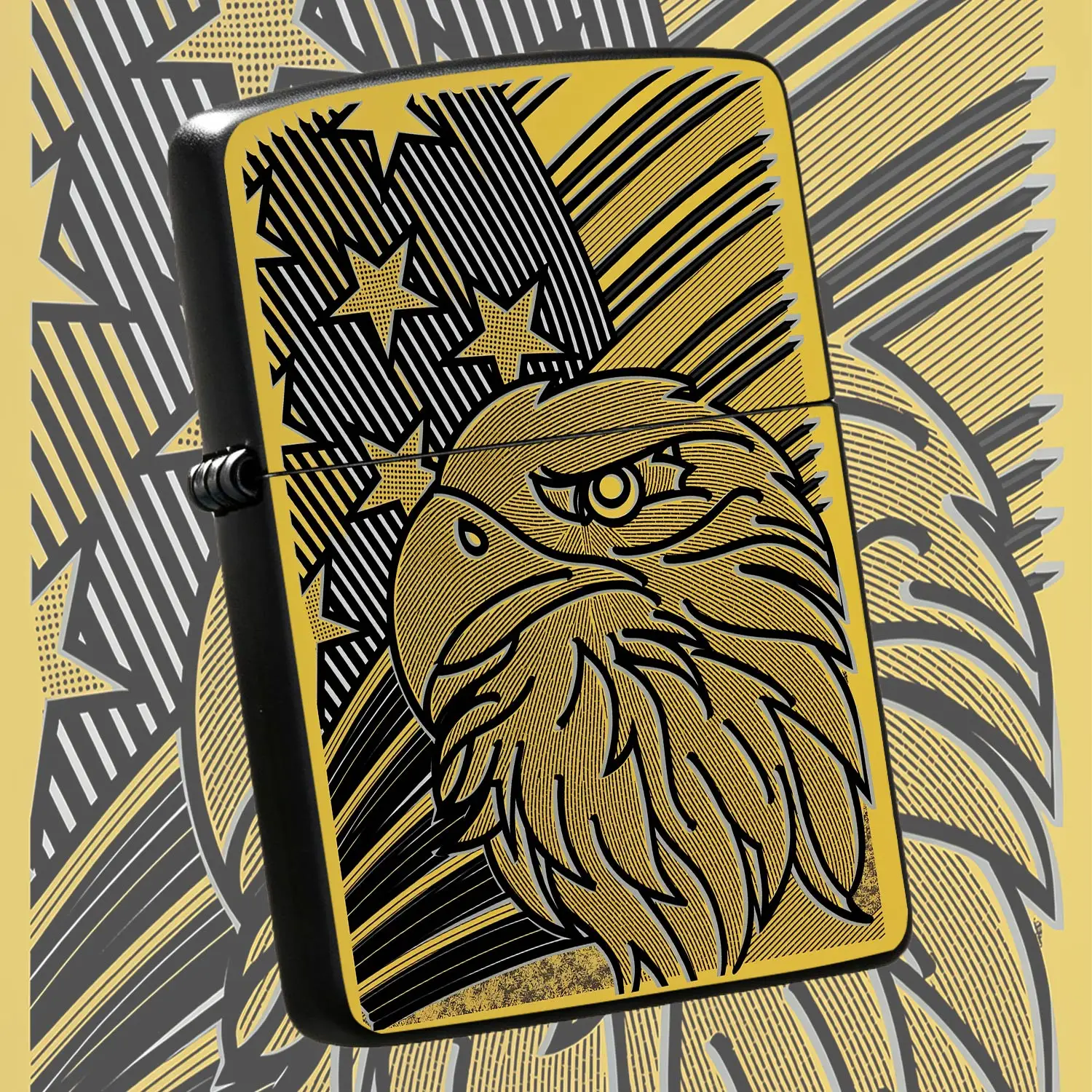 Vintage Line Art Eagle Head Lighter, Stylish Starburst Decor Art Portable Igniter, Durable Lightweight Tool For Outdoor Travel Home Gathering Daily Use, Ideal Unique Present For Friends Collectors Daily Carrying A Humorous And Interesting L