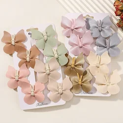 2/8Pcs Girls Cute Butterfly Hair Clips for Kids Handmade  Leather Safe Hairpins Headband Solid Princess PU Baby Hair Accessories