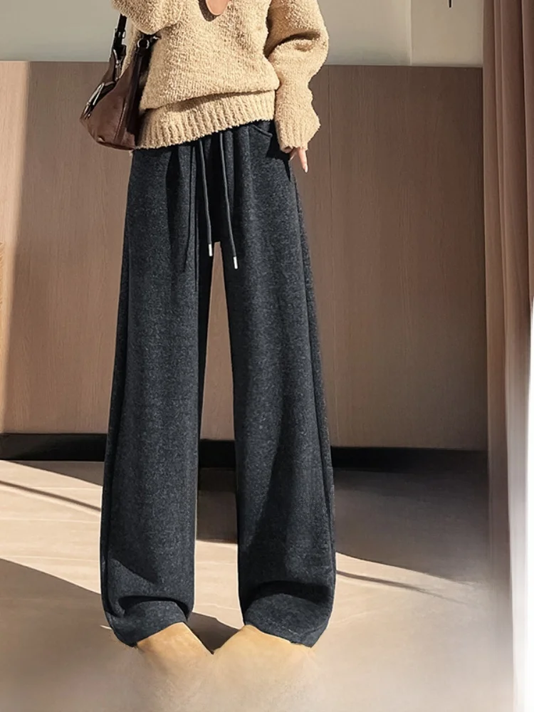 Bla Fce 裏地付きワイドレッグパンツ レディース レイジー スレ クラウドパンツ ナイフ ロングパンツ ハイウエスト ストレート チューブ 通勤パンツ