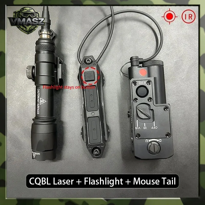 

CQBL-1 Metal Laser Flashlight M300 M600 SF Red Green Blue IR with Dual Control Pressure Switch White LED Fits Picatinny Rail